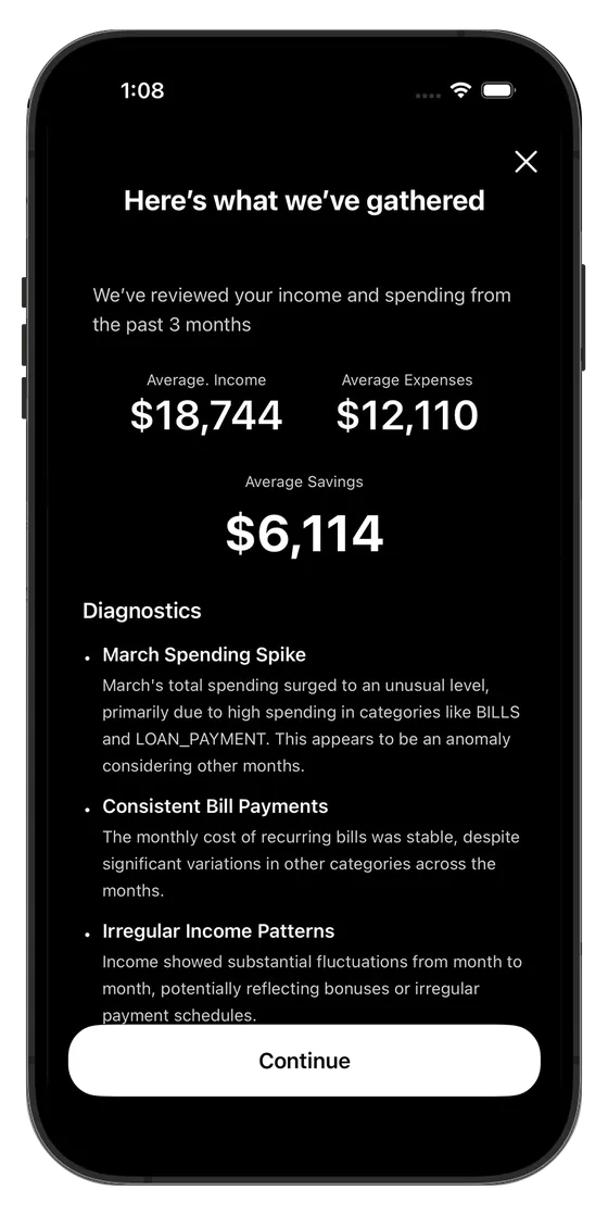 Cove budgeting screen with category progress bars